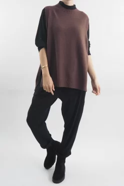 Made In Italy Halo Knit Tank Top Chocolate