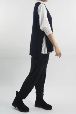 Made In Italy Halo Knit Tank Top Ink -Fashion Women's Store made in italy halo knit tank navy 3.jpg