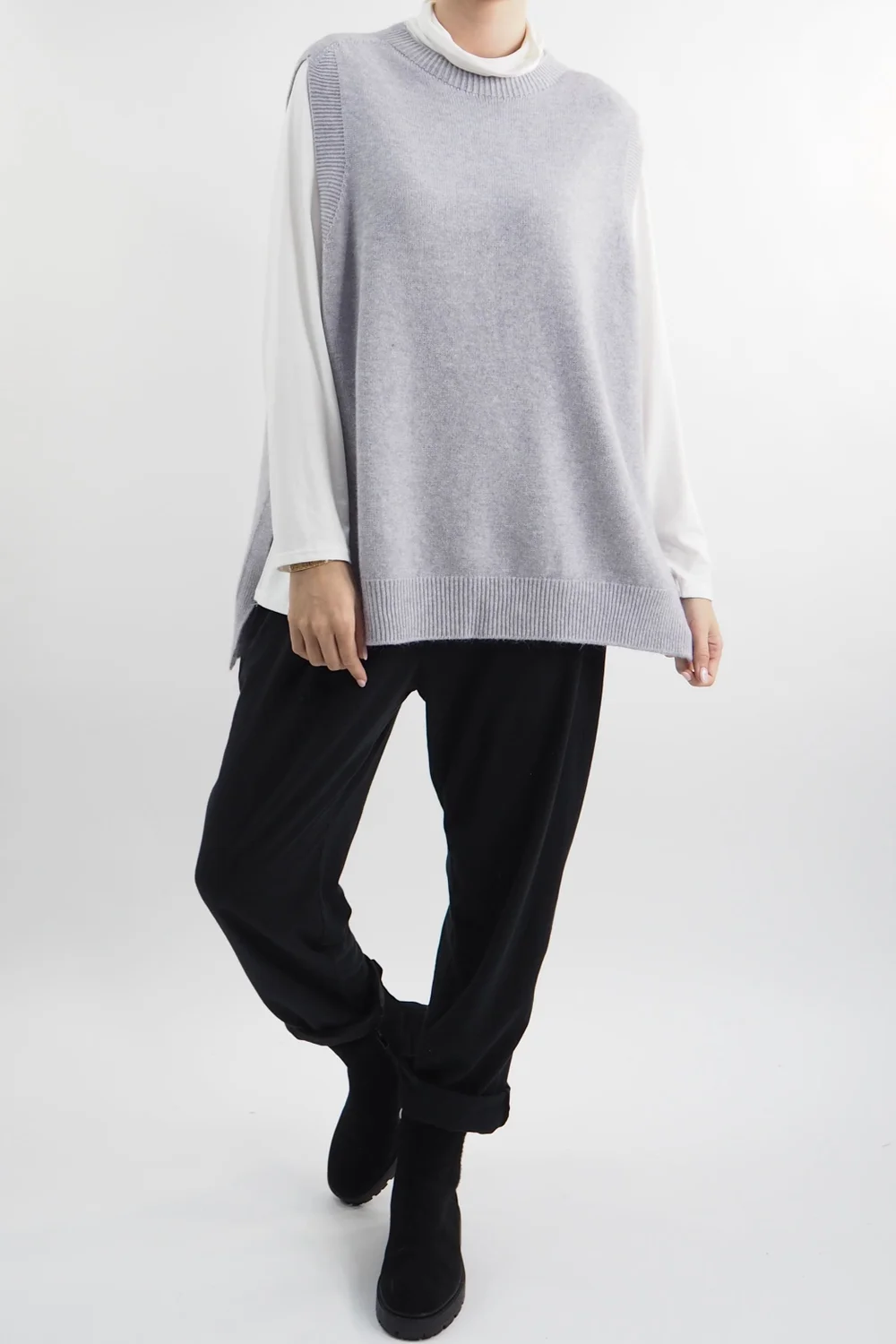 Made In Italy Halo Knit Tank Top Grey 4 Made In Italy Halo Knit Tank Top Grey - Image 2