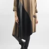 Made In Italy Hope Asymmetric Panel Dress Camel