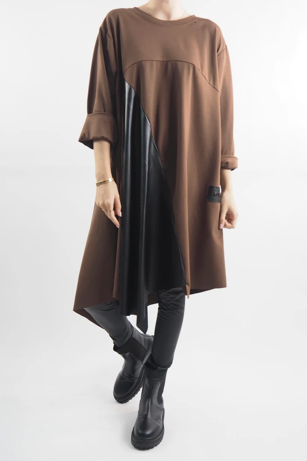 Made In Italy Hope Asymmetric Panel Dress Chestnut 3 Made In Italy Hope Asymmetric Panel Dress Chestnut