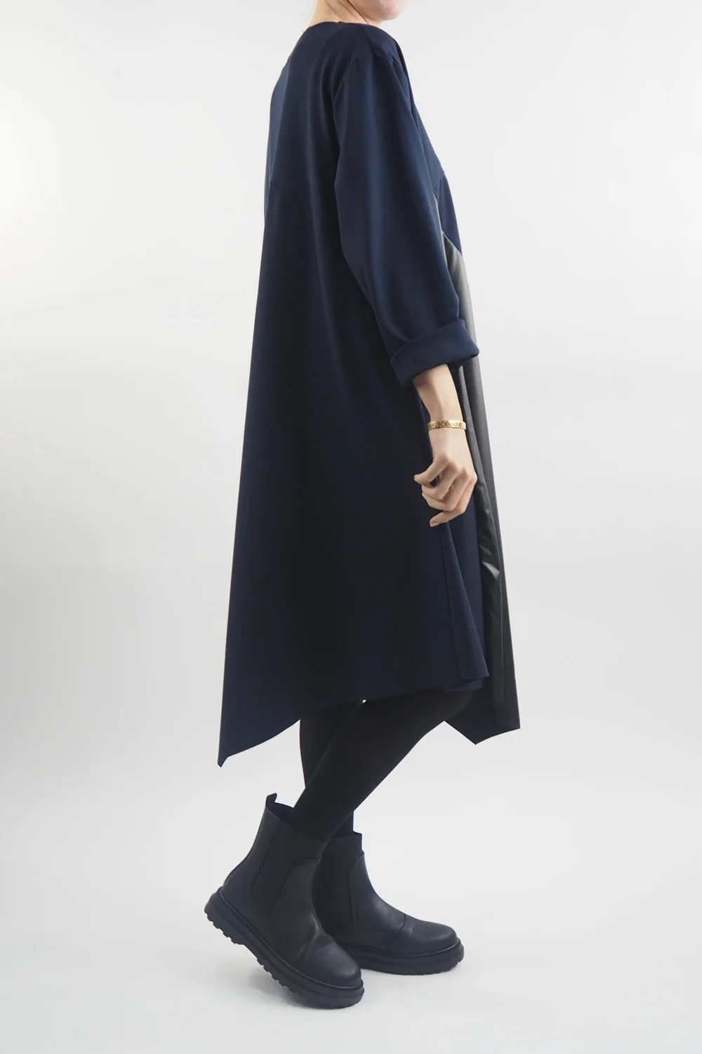 Made In Italy Hope Asymmetric Panel Dress Navy 5 Made In Italy Hope Asymmetric Panel Dress Navy - Image 3