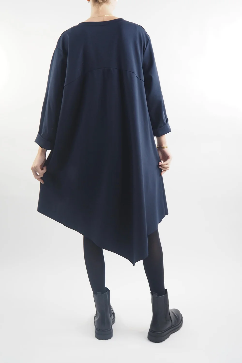 Made In Italy Hope Asymmetric Panel Dress Navy 6 Made In Italy Hope Asymmetric Panel Dress Navy - Image 4