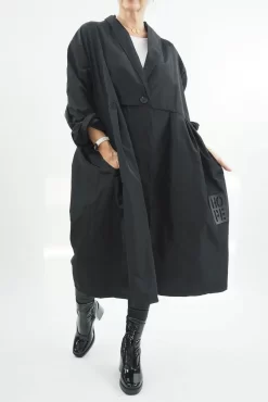 Made In Italy Hope Lapel Smock Mac Black