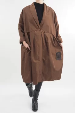 Made In Italy Hope Lapel Smock Mac Chestnut
