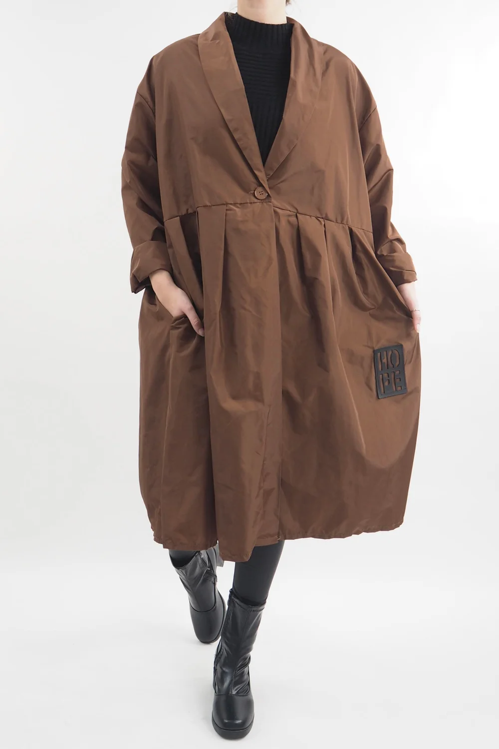 Made In Italy Hope Lapel Smock Mac Chestnut 3 Made In Italy Hope Lapel Smock Mac Chestnut