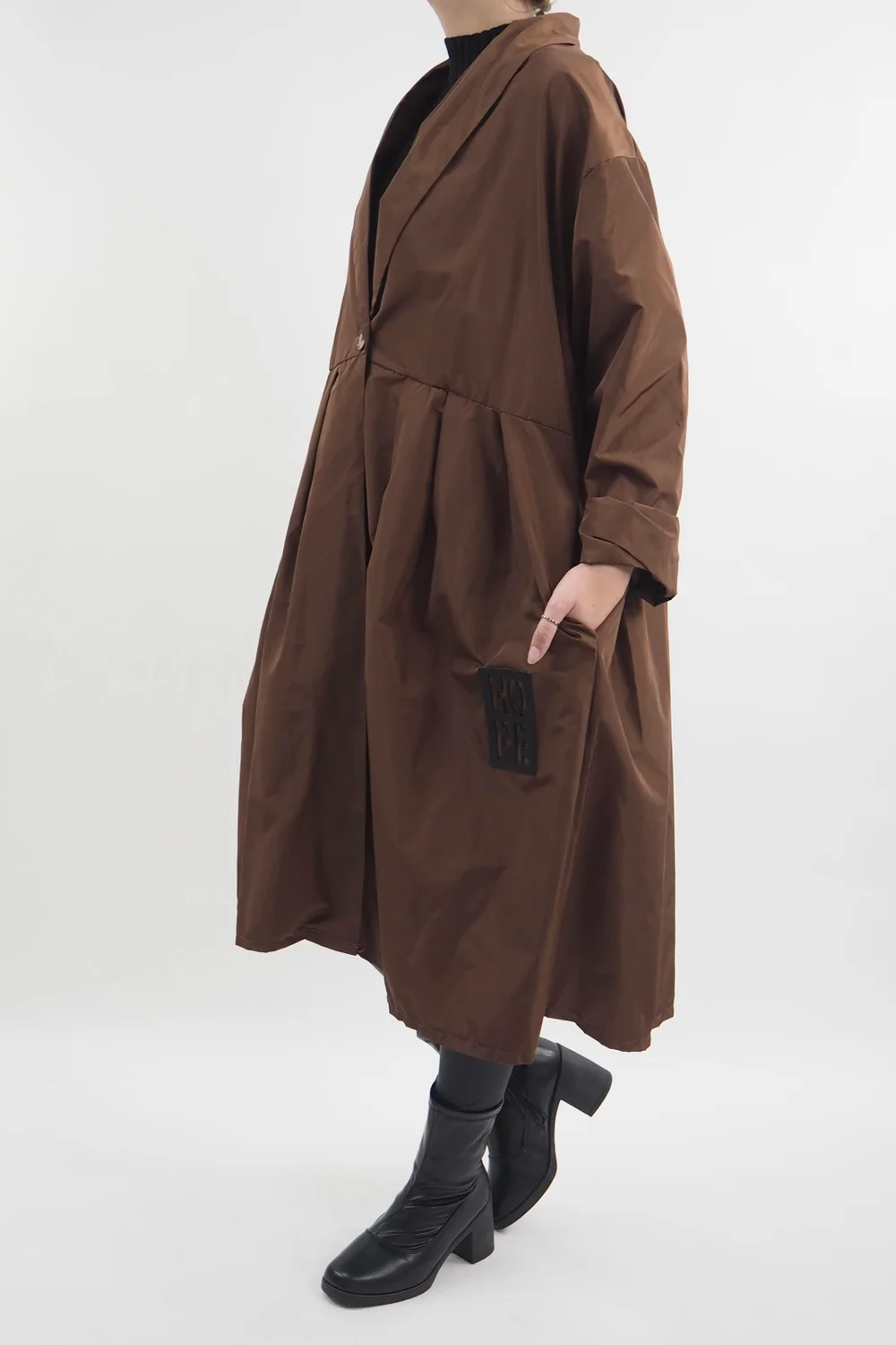 Made In Italy Hope Lapel Smock Mac Chestnut 4 Made In Italy Hope Lapel Smock Mac Chestnut - Image 2