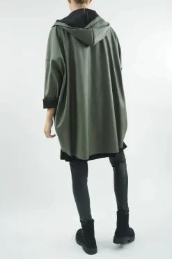 Made In Italy Hope Leather Look Cocoon Jacket Khaki -Fashion Women's Store made in italy hope leather look cocoon jacket khaki2.jpg