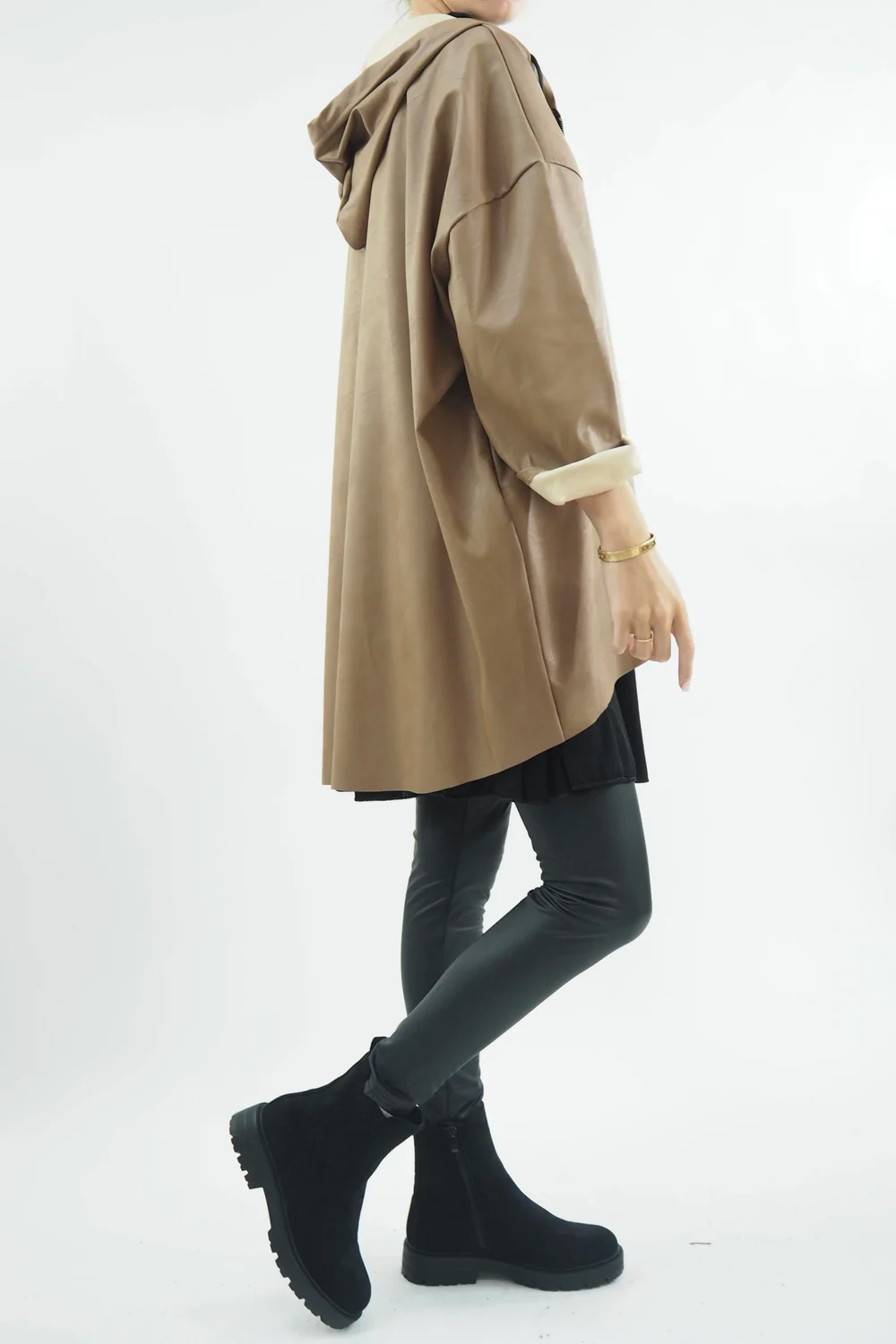 Made In Italy Hope Leather Look Cocoon Jacket Toast 4 Made In Italy Hope Leather Look Cocoon Jacket Toast - Image 2