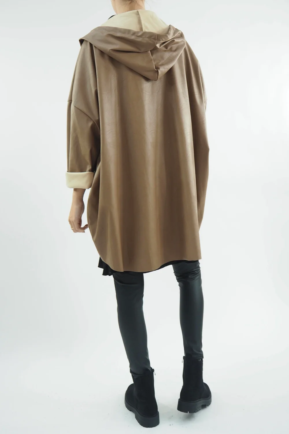 Made In Italy Hope Leather Look Cocoon Jacket Toast 5 Made In Italy Hope Leather Look Cocoon Jacket Toast - Image 3