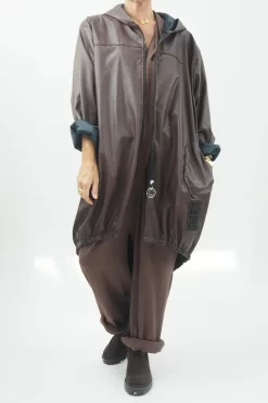 Made In Italy Hope Leather Look Parker Bitter Chocolate