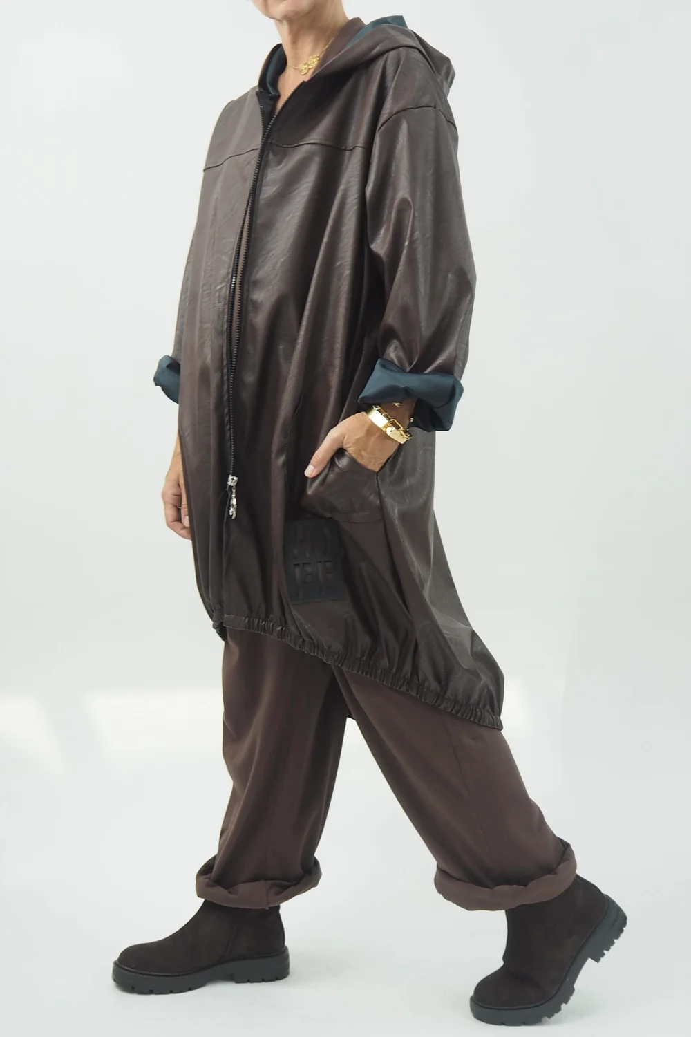 Made In Italy Hope Leather Look Parker Bitter Chocolate 4 Made In Italy Hope Leather Look Parker Bitter Chocolate - Image 2