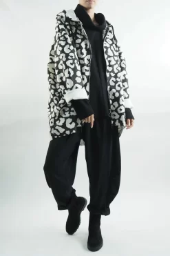 Made In Italy Hope Moleskin Touch Leopard Cocoon Jacket Mono