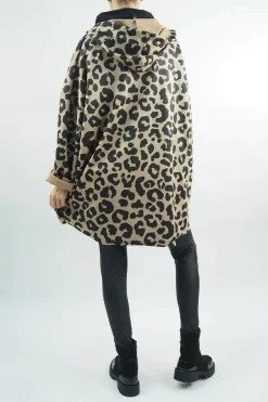 Made In Italy Hope Moleskin Touch Leopard Cocoon Jacket Tan -Fashion Women's Store made in italy hope moleskin touch leopard cocoon jacket03.jpg