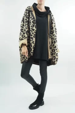 Made In Italy Hope Moleskin Touch Leopard Cocoon Jacket Tan -Fashion Women's Store made in italy hope moleskin touch leopard cocoon jacket04.jpg