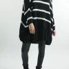 Made In Italy Hush Breton Grunge Knit Top Black