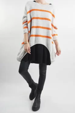 Made In Italy Hush Breton Grunge Knit Top Oatmeal -Fashion Women's Store made in italy hush breton grunge knit oatmeal204.jpg