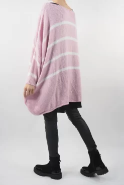 Made In Italy Hush Breton Grunge Knit Top Rose Pink -Fashion Women's Store made in italy hush breton grunge knit top blush03.jpg