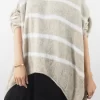 Made In Italy Hush Breton Grunge Knit Top Stone Beige