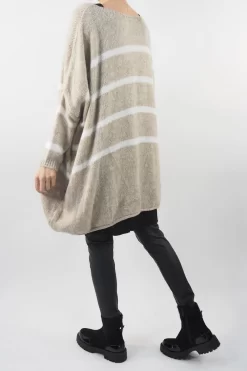 Made In Italy Hush Breton Grunge Knit Top Stone Beige -Fashion Women's Store made in italy hush breton grunge knit top tan04.jpg