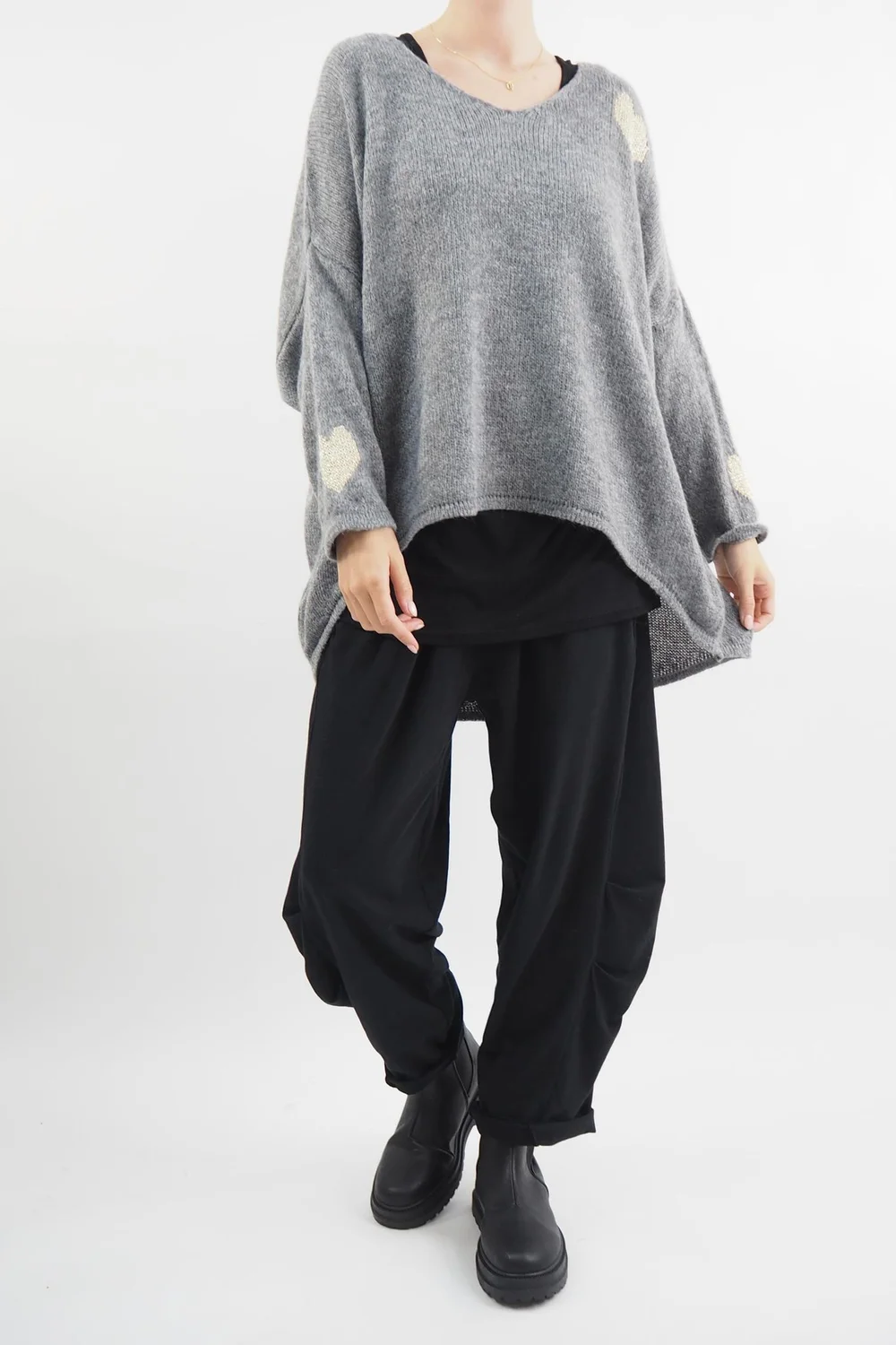 Made In Italy Hush Heart Of Gold Knit Top Slate 3 Made In Italy Hush Heart Of Gold Knit Top Slate