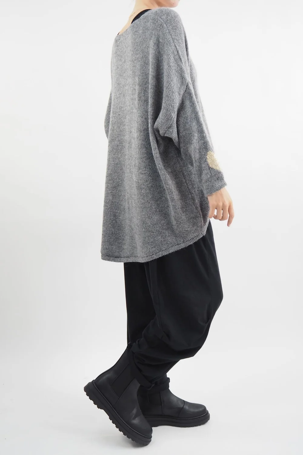 Made In Italy Hush Heart Of Gold Knit Top Slate 4 Made In Italy Hush Heart Of Gold Knit Top Slate - Image 2