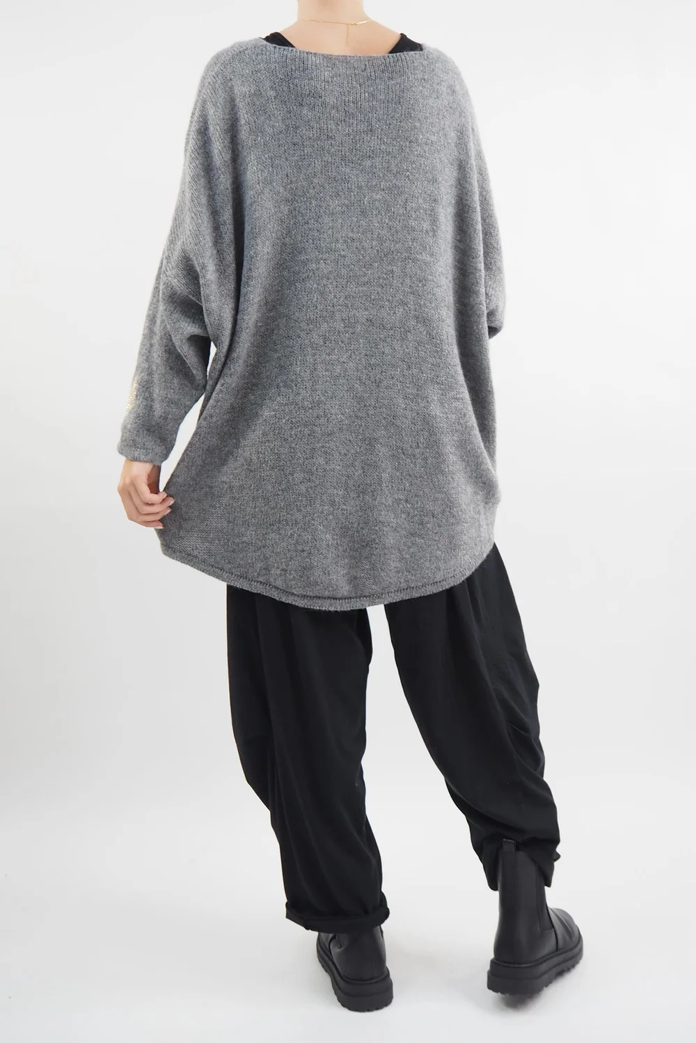 Made In Italy Hush Heart Of Gold Knit Top Slate 5 Made In Italy Hush Heart Of Gold Knit Top Slate - Image 3