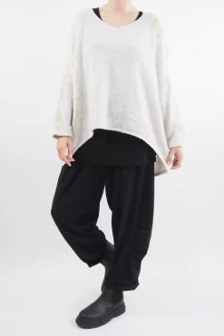 Made In Italy Hush Heart Of Gold Knit Top Stone Marl -Fashion Women's Store made in italy hush heart of gold knit stone marl04.jpg