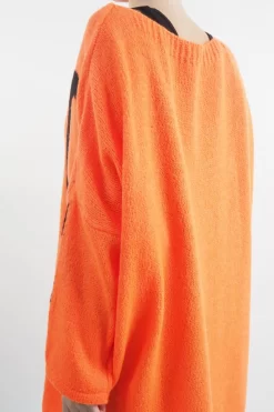 Made In Italy Hush Rock N Roll Knit Top Orange -Fashion Women's Store made in italy hush rock n roll knit orange03.jpg