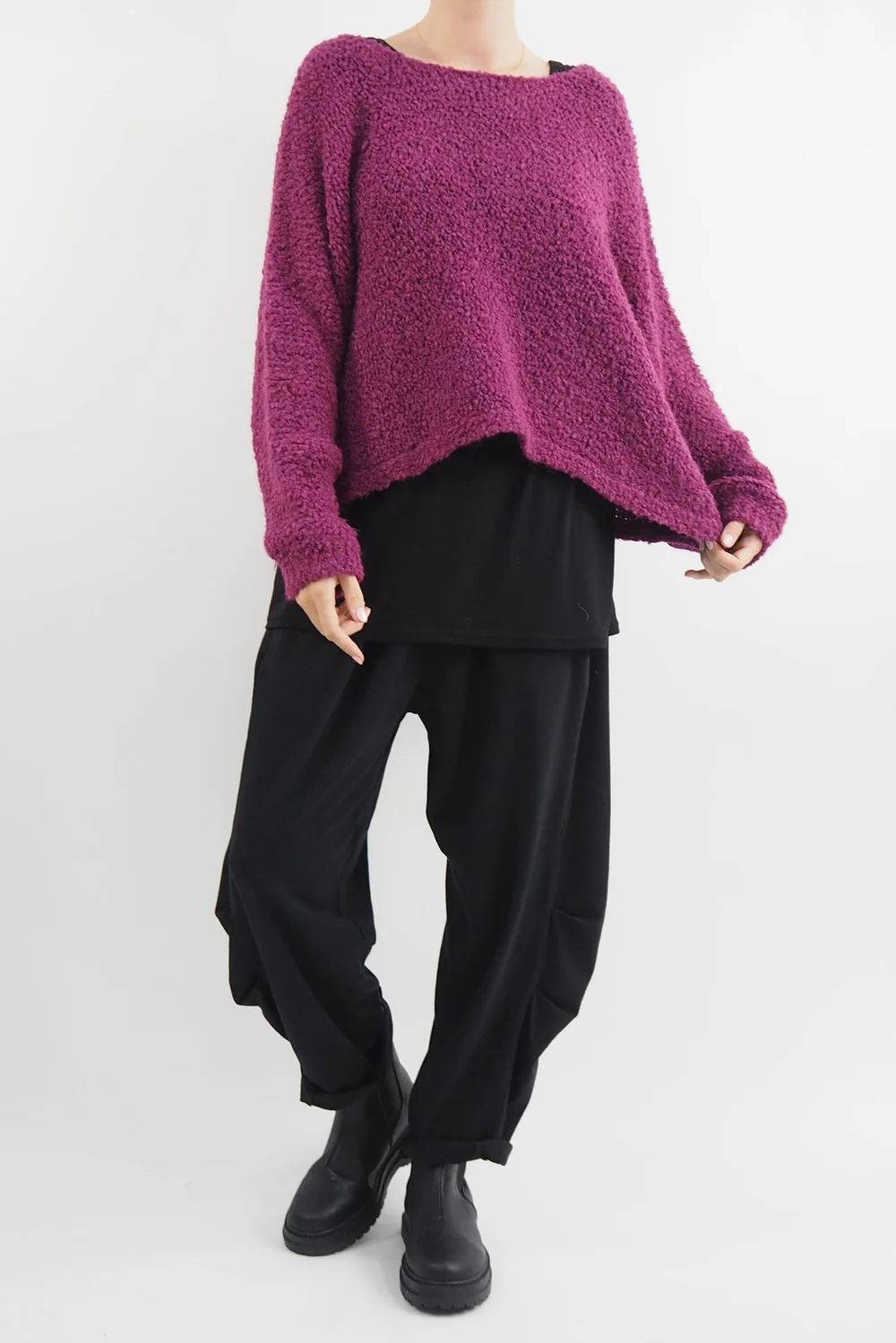 Made In Italy Hygge Boucle Knit Top Magenta 3 Made In Italy Hygge Boucle Knit Top Magenta