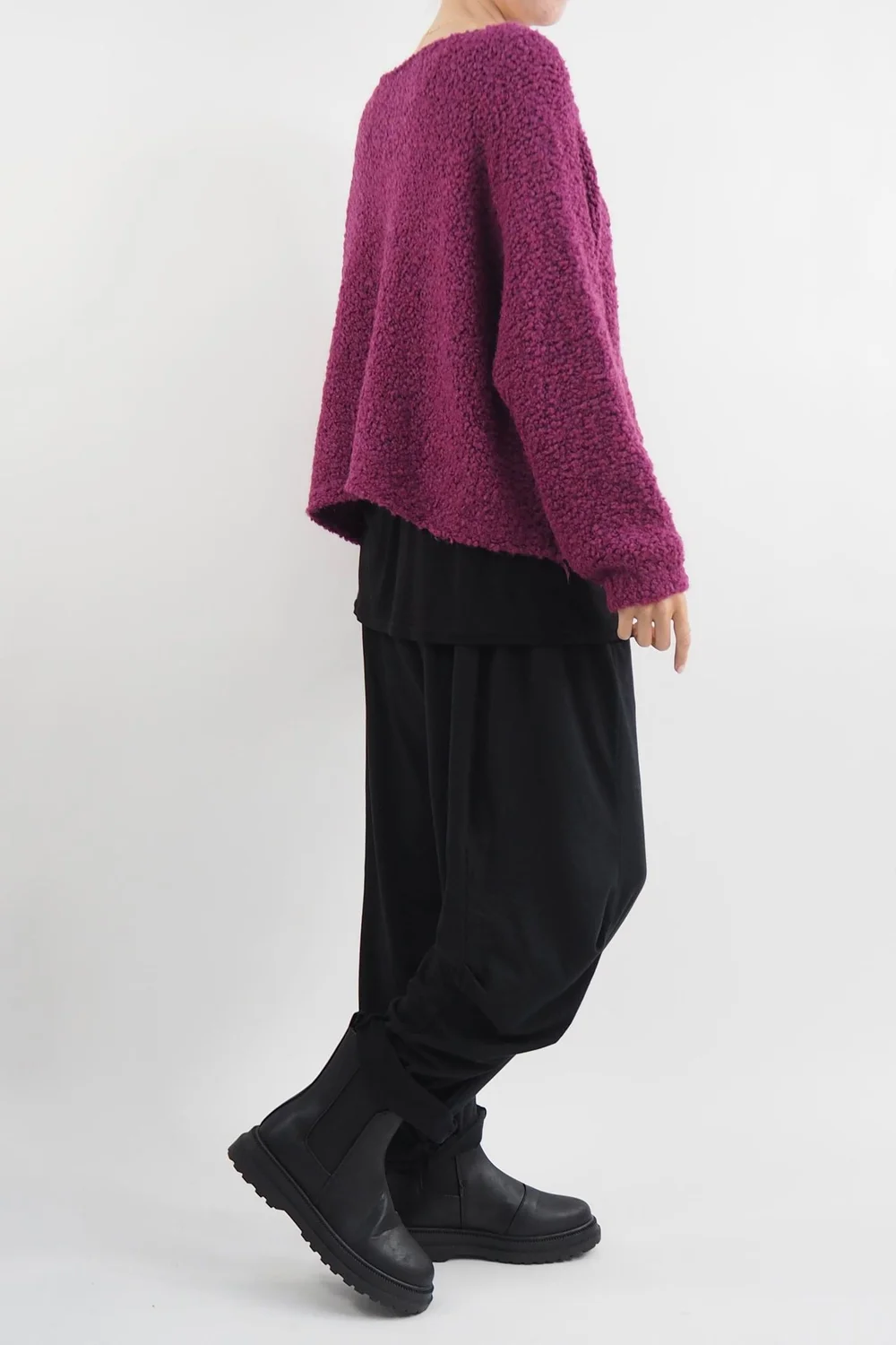 Made In Italy Hygge Boucle Knit Top Magenta 4 Made In Italy Hygge Boucle Knit Top Magenta - Image 2