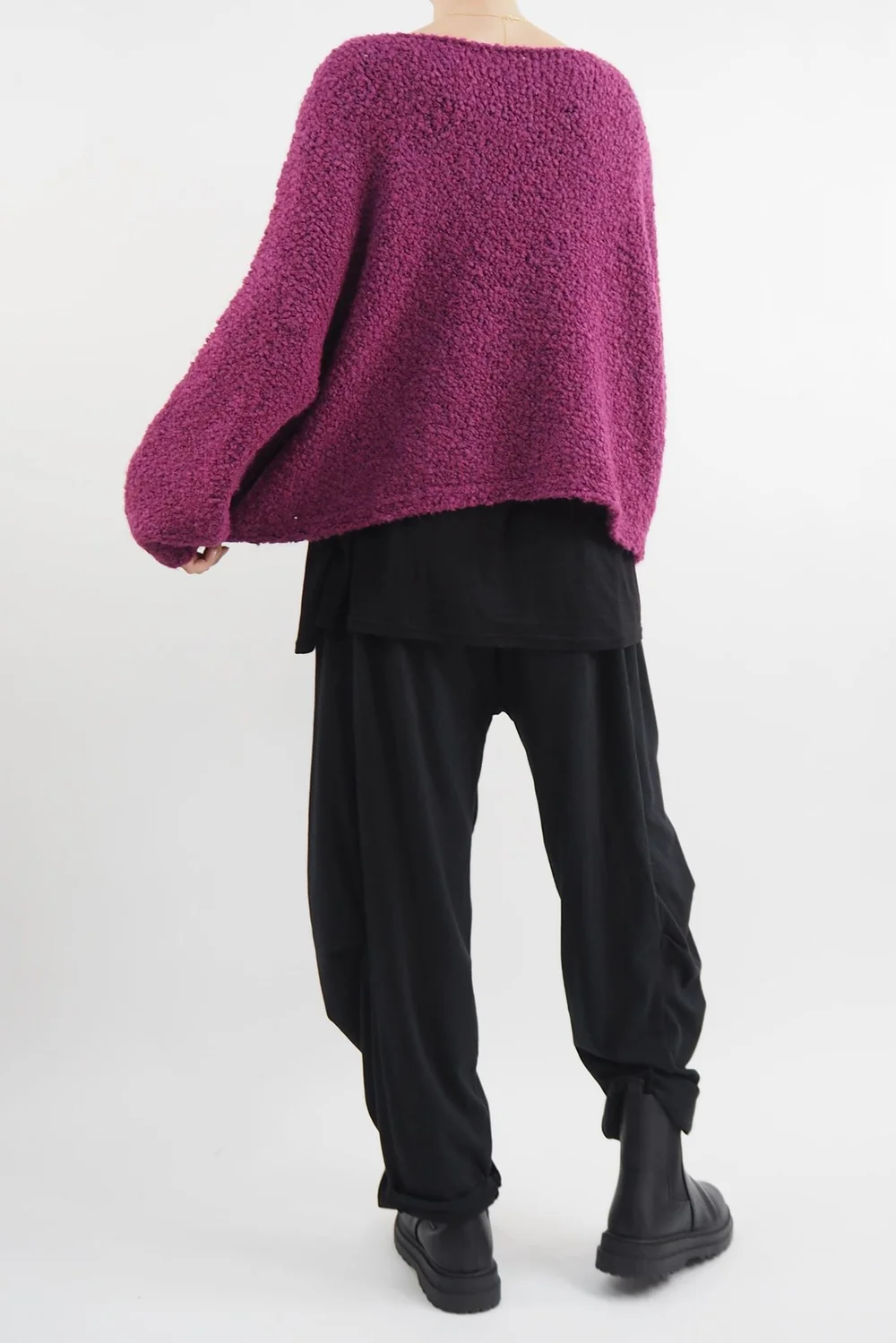 Made In Italy Hygge Boucle Knit Top Magenta 5 Made In Italy Hygge Boucle Knit Top Magenta - Image 3