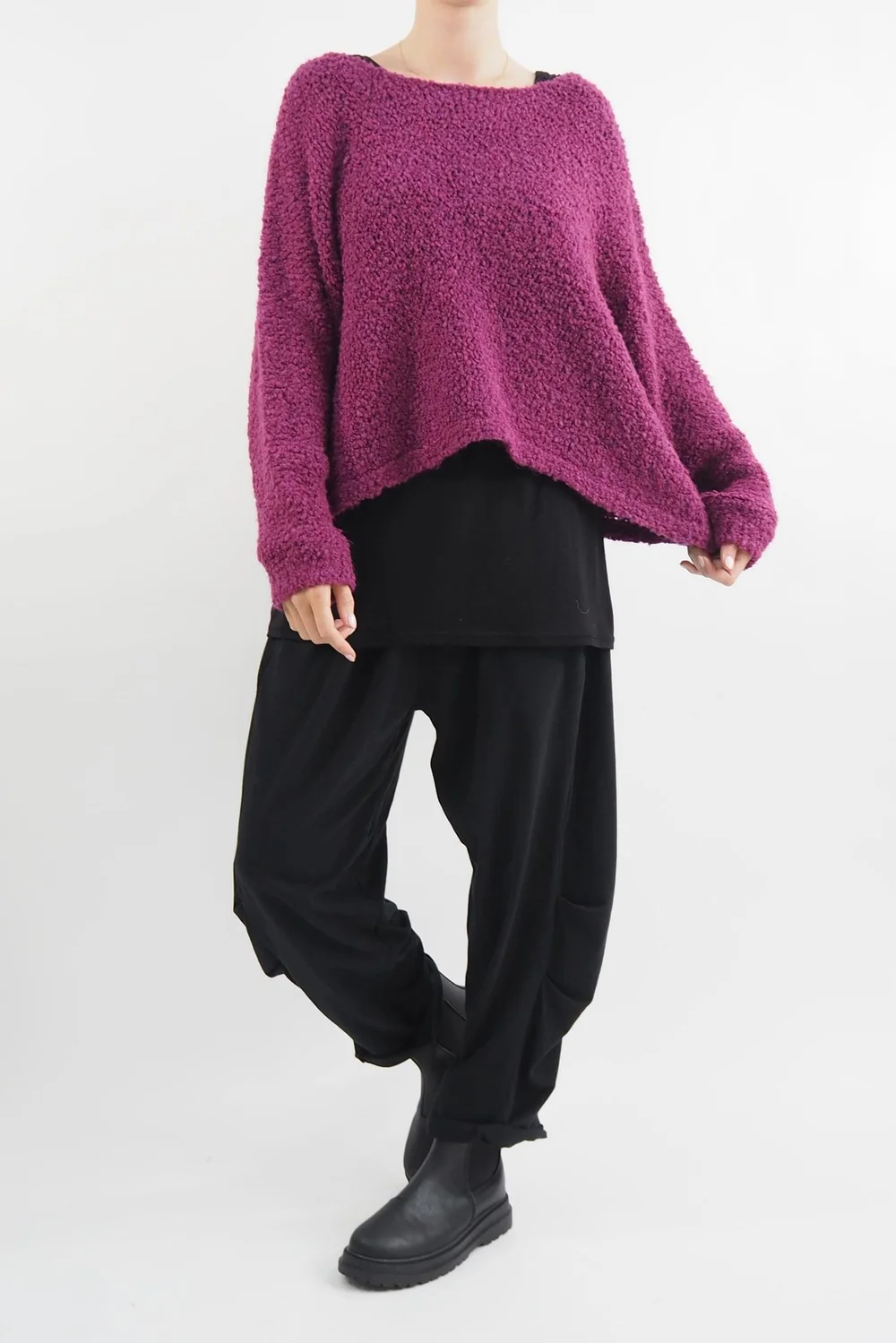 Made In Italy Hygge Boucle Knit Top Magenta 6 Made In Italy Hygge Boucle Knit Top Magenta - Image 4