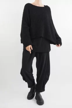 Made In Italy Hygge Boucle Knit Top Black