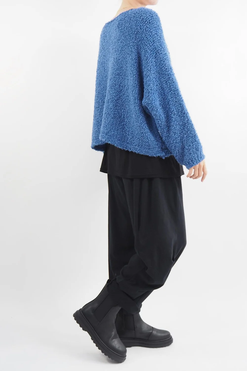 Made In Italy Hygge Boucle Knit Top Soft Cobalt 4 Made In Italy Hygge Boucle Knit Top Soft Cobalt - Image 2