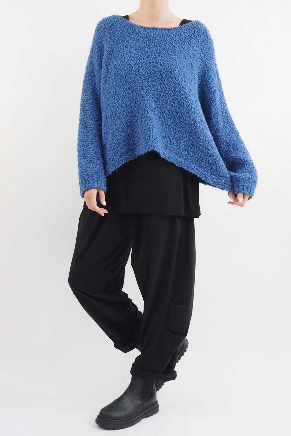 Made In Italy Hygge Boucle Knit Top Soft Cobalt 6 Made In Italy Hygge Boucle Knit Top Soft Cobalt - Image 4