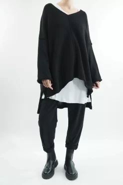 Made In Italy Inside Out Knit Top Black