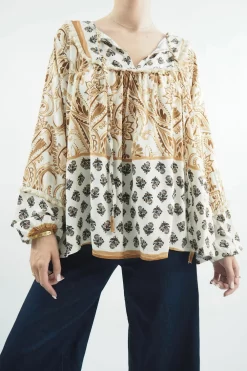 Made In Italy Joplin Folk Blouse Walnut