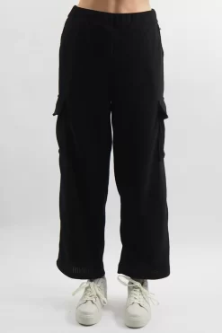 Made In Italy Jumbo Softie Stretch Cord Cargo Pant Black