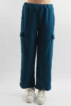 Made In Italy Jumbo Softie Stretch Cord Cargo Pant Prussian