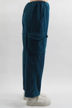 Made In Italy Jumbo Softie Stretch Cord Cargo Pant Prussian -Fashion Women's Store made in italy jumbo softie stretch cord cargo pant prussian 3.jpg