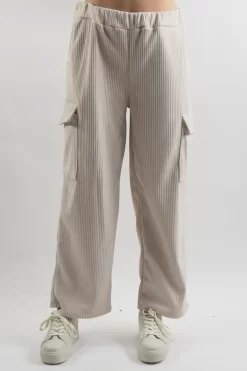 Made In Italy Jumbo Softie Stretch Cord Cargo Pant Stone