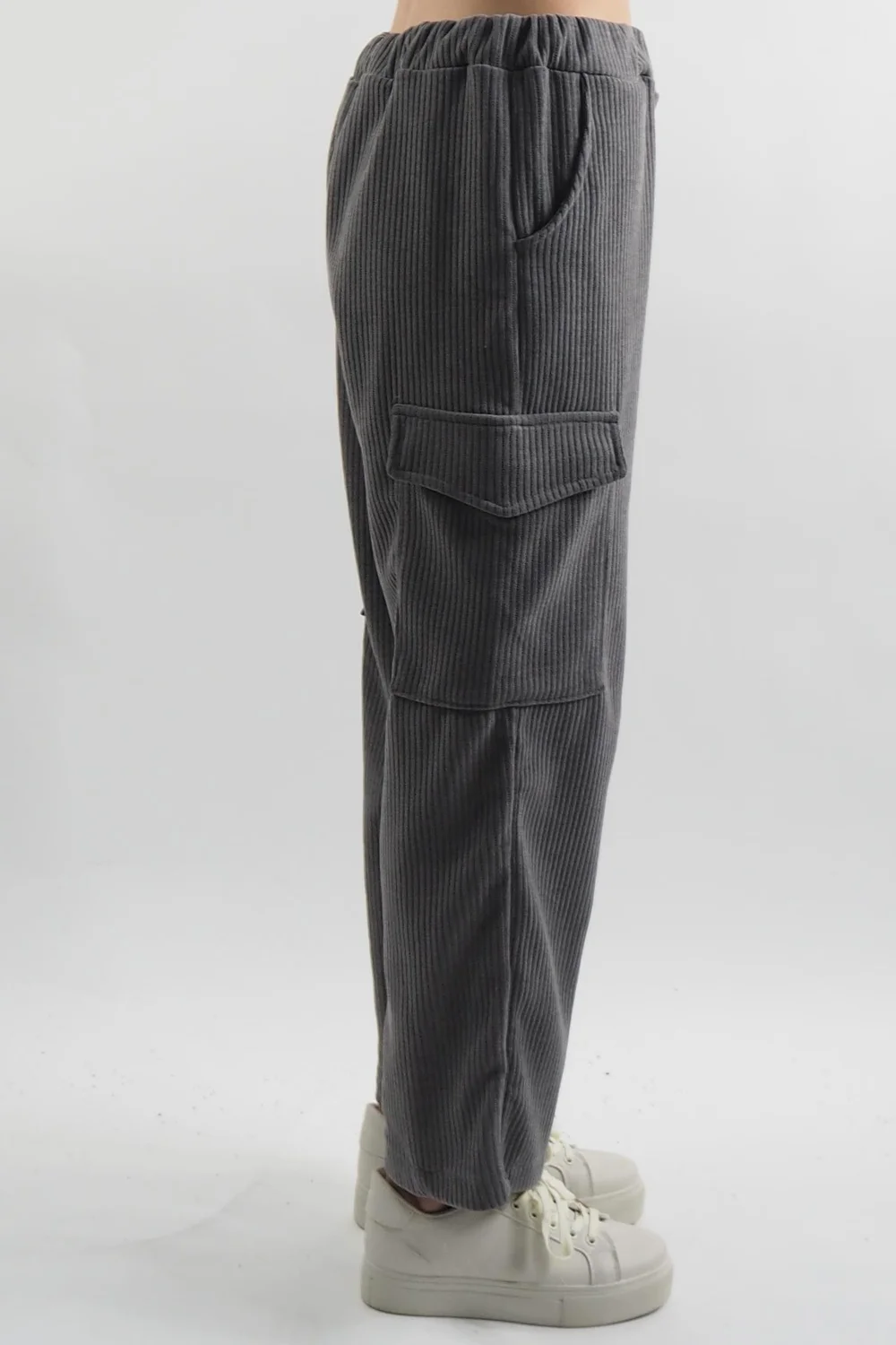 Made In Italy Jumbo Softie Stretch Cord Cargo Pant Storm 5 Made In Italy Jumbo Softie Stretch Cord Cargo Pant Storm - Image 3