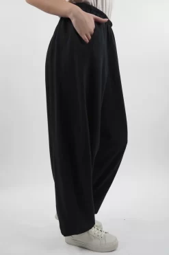 Made In Italy Lagenlook Classic Cocoon Pant Black -Fashion Women's Store made in italy lagenlook classic cocoon pant black 02.jpg