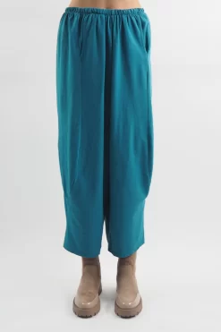 Made In Italy Lagenlook Classic Crop Cocoon Pant Teal