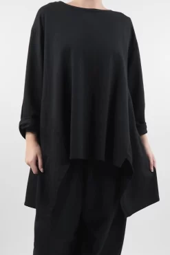 Made In Italy Lagenlook Classic Cut Out Sweatshirt Black