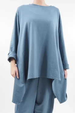 Made In Italy Lagenlook Classic Cut Out Sweatshirt Denim