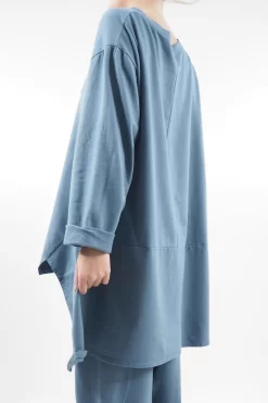 Made In Italy Lagenlook Classic Cut Out Sweatshirt Denim -Fashion Women's Store made in italy lagenlook classic cut out sweatshirt denim 3.jpg