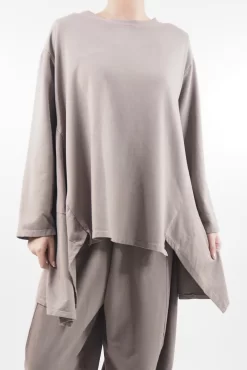 Made In Italy Lagenlook Classic Cut Out Sweatshirt Mushroom