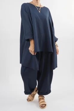 Made In Italy Lagenlook Classic Cut Out Sweatshirt Midnight